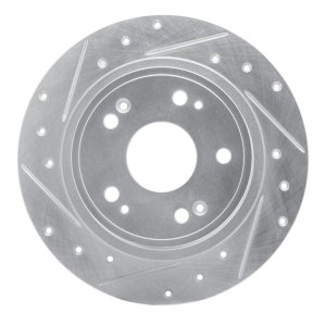 Acura ILX Brake Rotor (1) - Rear Left - R1 Concepts - Drilled & Slotted - Silver - `05-`22